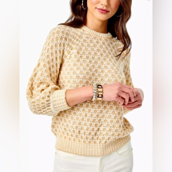 Lilly Pulitzer Sweaters - Lilly Pulitzer Women’s Corabelle Sweater Sandbar Honeycomb Size Large